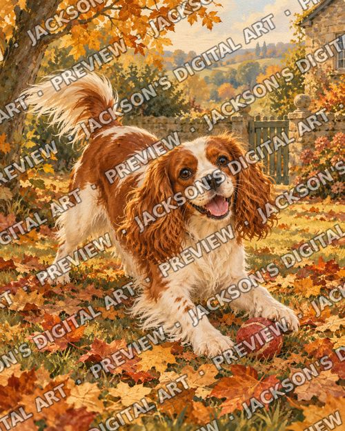 Spaniel in the Leaves