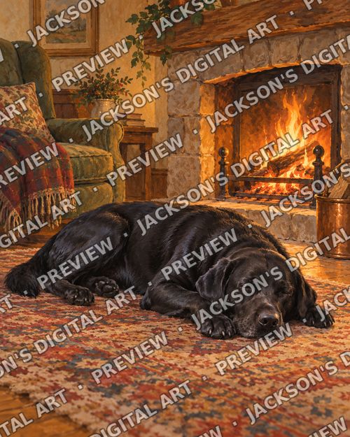 Fireside Black Labrador