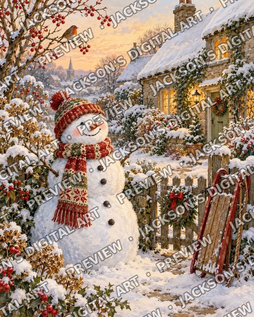 Snowman in the Garden