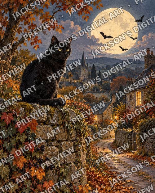 Moonlit Black Cat