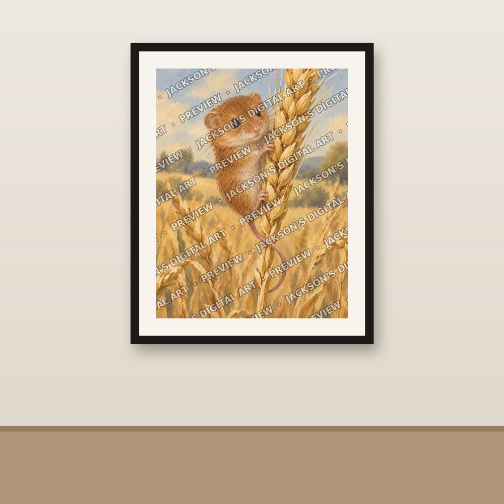 Harvest Mouse shown framed on a wall