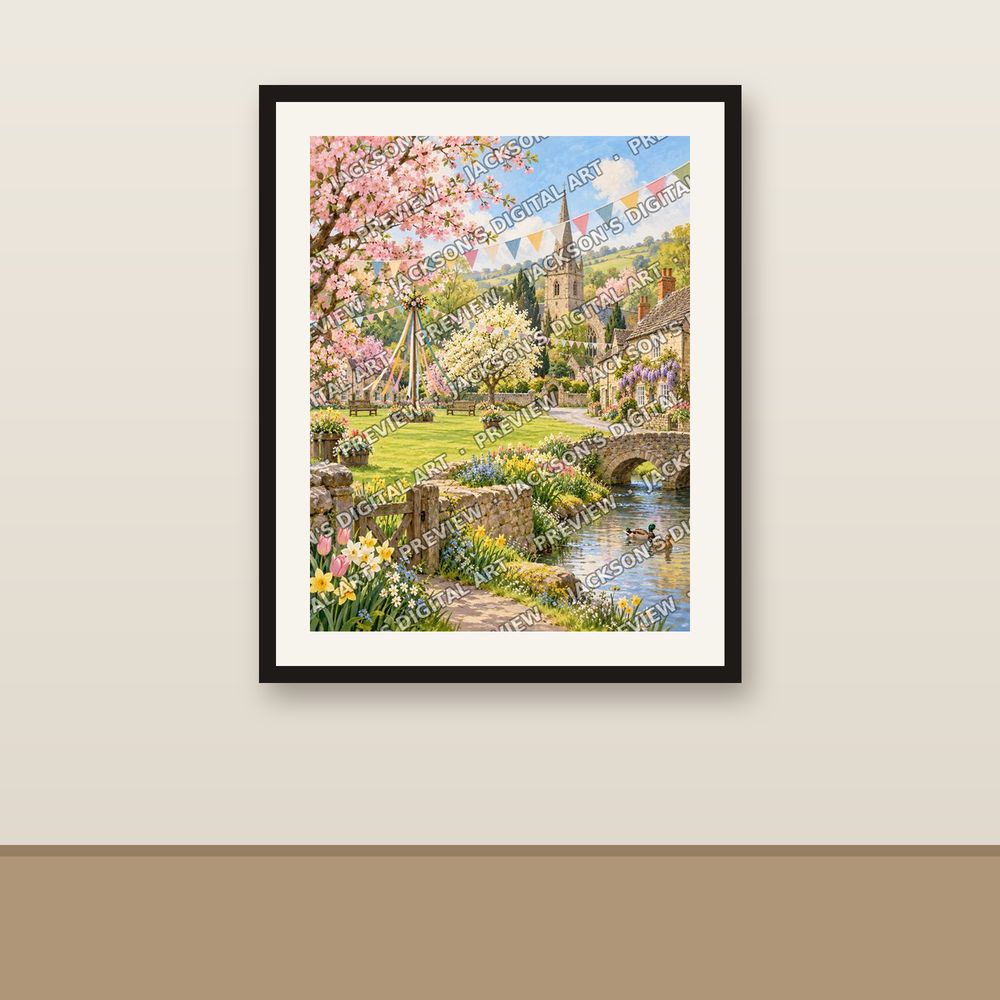 Village Green shown framed on a wall