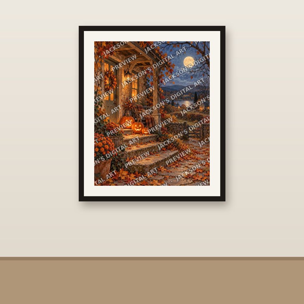 Pumpkin Porch shown framed on a wall