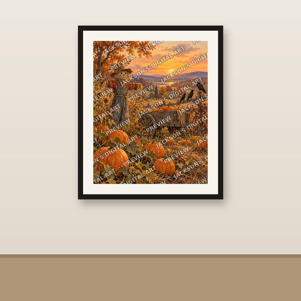 Pumpkin Patch shown framed on a wall