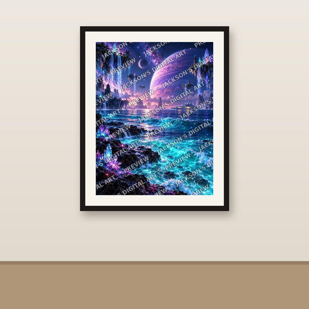 Crystal Sea shown framed on a wall