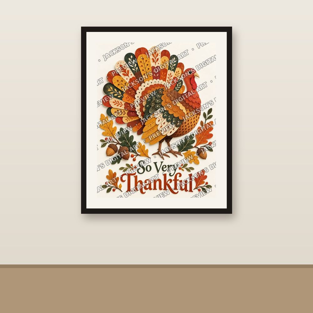 Paper Turkey shown framed on a wall