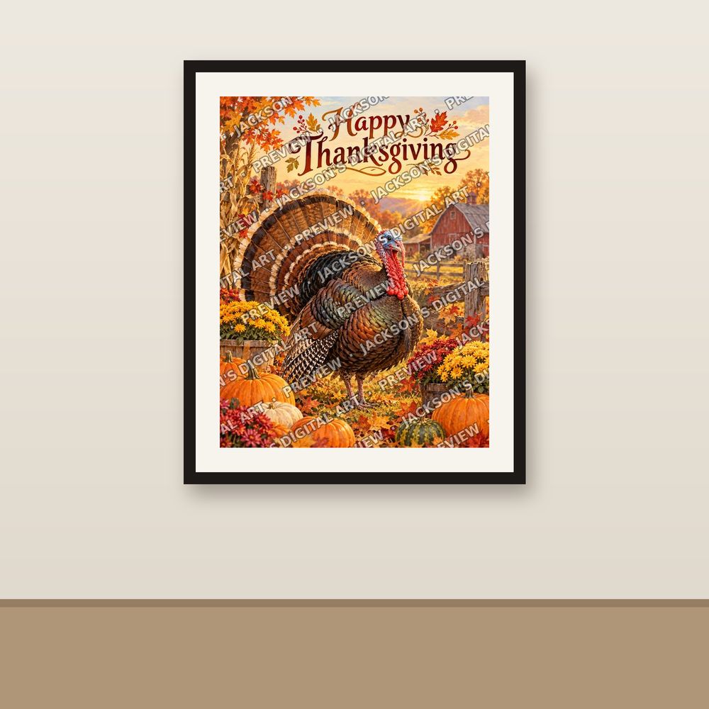 Thanksgiving Turkey shown framed on a wall