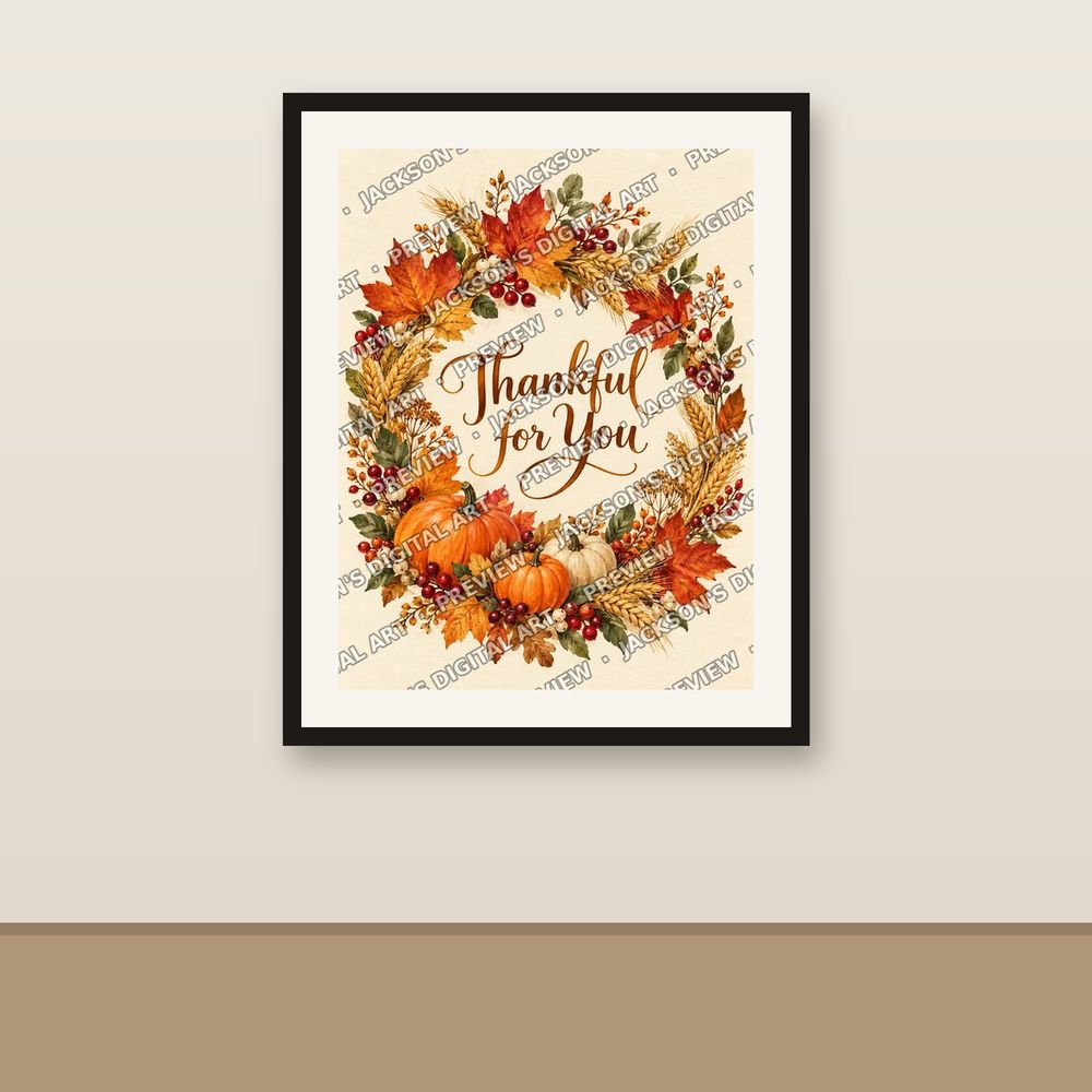 Thankful for You shown framed on a wall