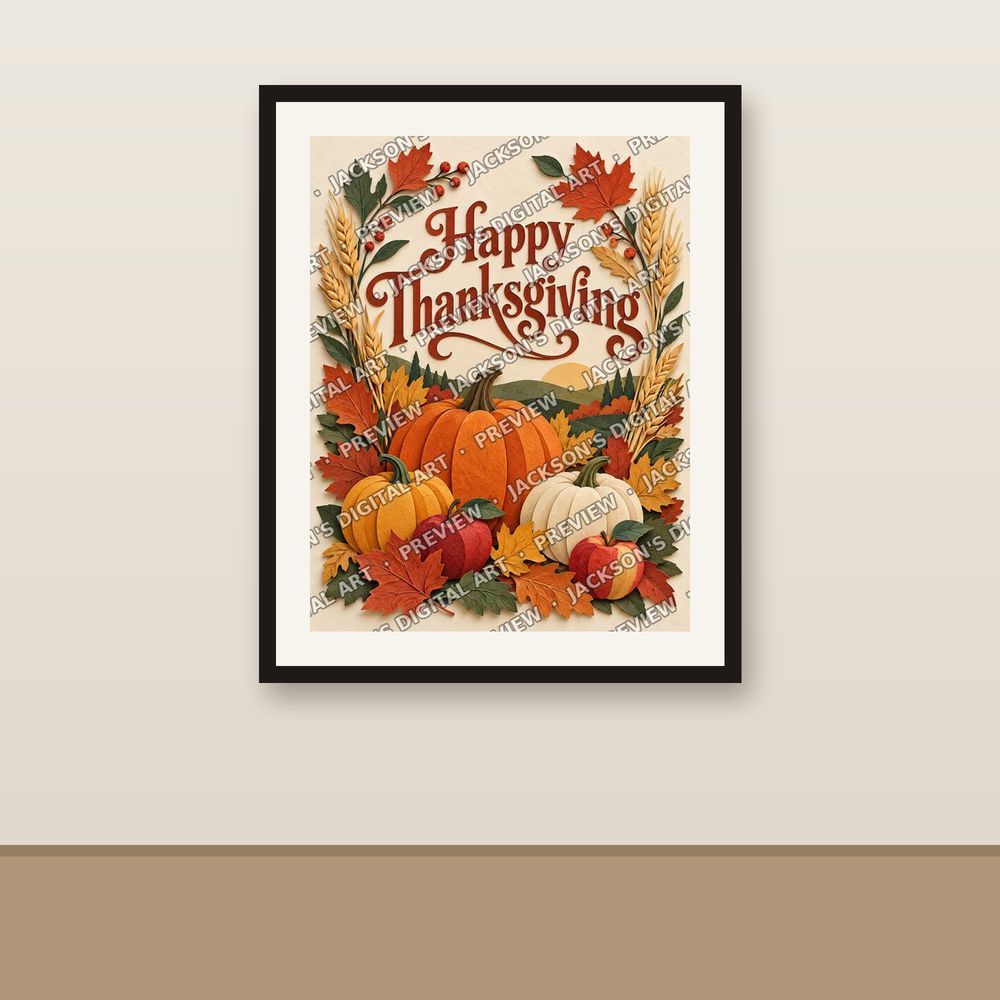 Paper Harvest shown framed on a wall