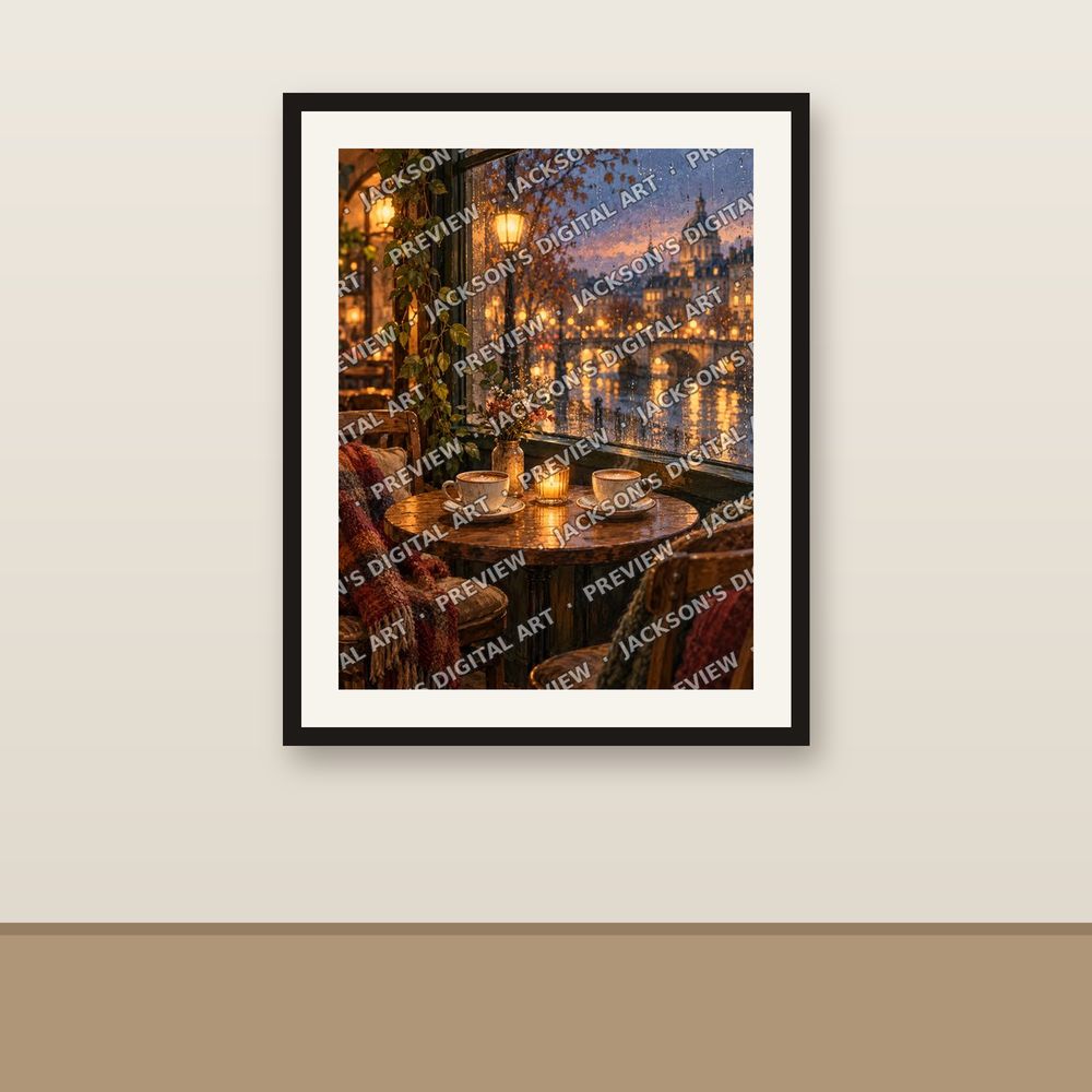 Café for Two shown framed on a wall