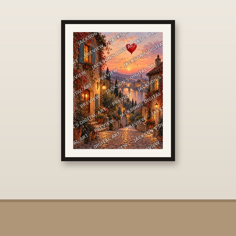 Heart Balloon shown framed on a wall