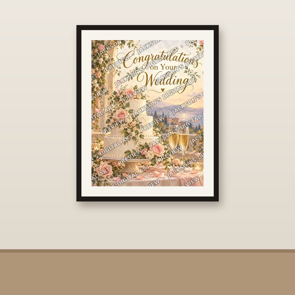 Wedding Cake shown framed on a wall