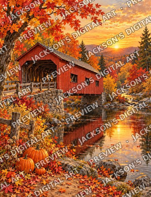 Covered Bridge in Autumn